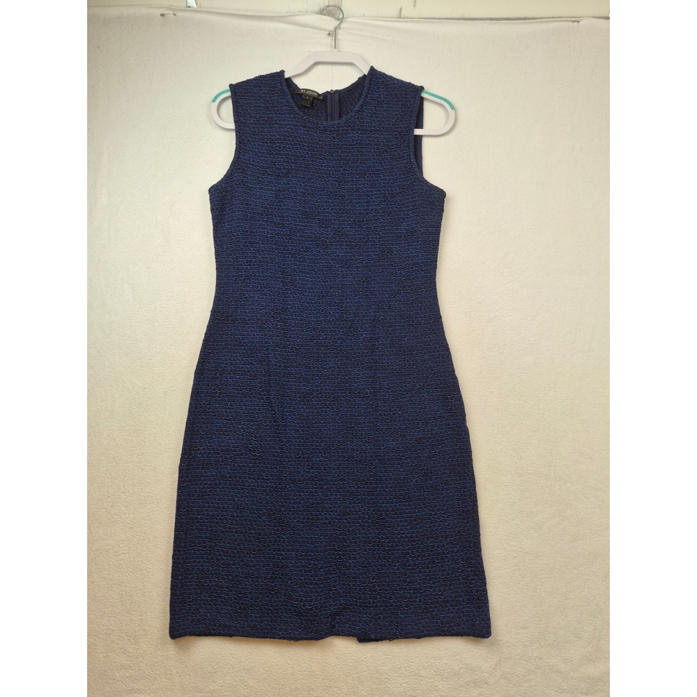 St John Dress Womens Size 10 Tweed Knit Navy Blue Textured Professional - Picture 9 of 16